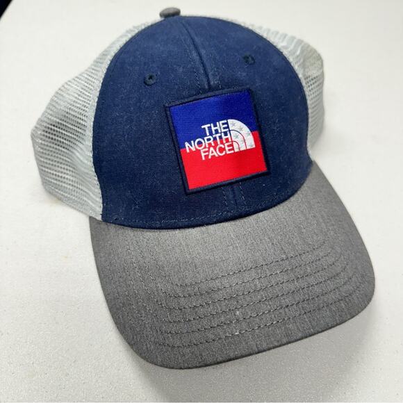 The North Face Blue Grey Adjustable Mens Hat Trucker Cap OS Casual - Picture 1 of 8